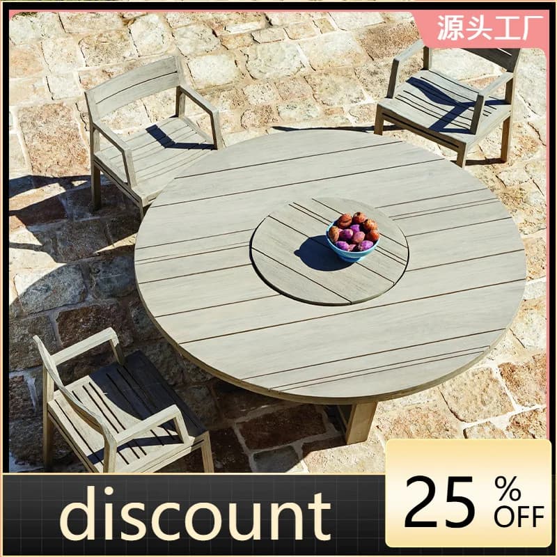 LH outdoor courtyard preservative teak tables and chairs outdoor homestay solid wood dining table and chairs garden