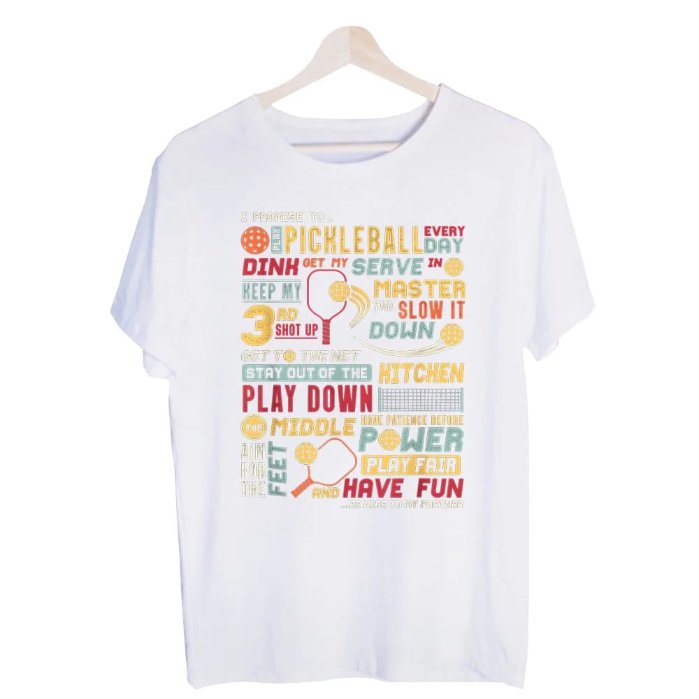Men's Pickleball Themed Typography Print Graphic Tee, Short Sleeve Casual Shirt for Sports Enthusiasts and Daily Wear