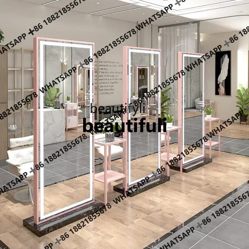 xx1Hair Saloon Dedicated Hot Dyeing Floor Single-Sided Double-Sided Mirror Led Hairdressing Mirror with Light