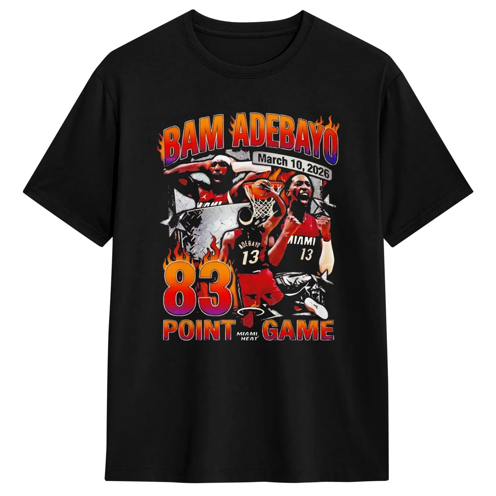 Bam Adebayo 83 Poster T Shirts for Men Pure Cotton Vintage T-Shirt Crewneck  Tee Shirt Short Sleeve Tops Printing