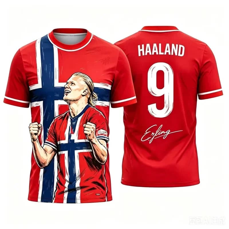 2026 Erling Haaland No 9 Football Jersey Norwegian Soccer Shirt Men Women Short Sleeve Sports T-shirt Casual Tops