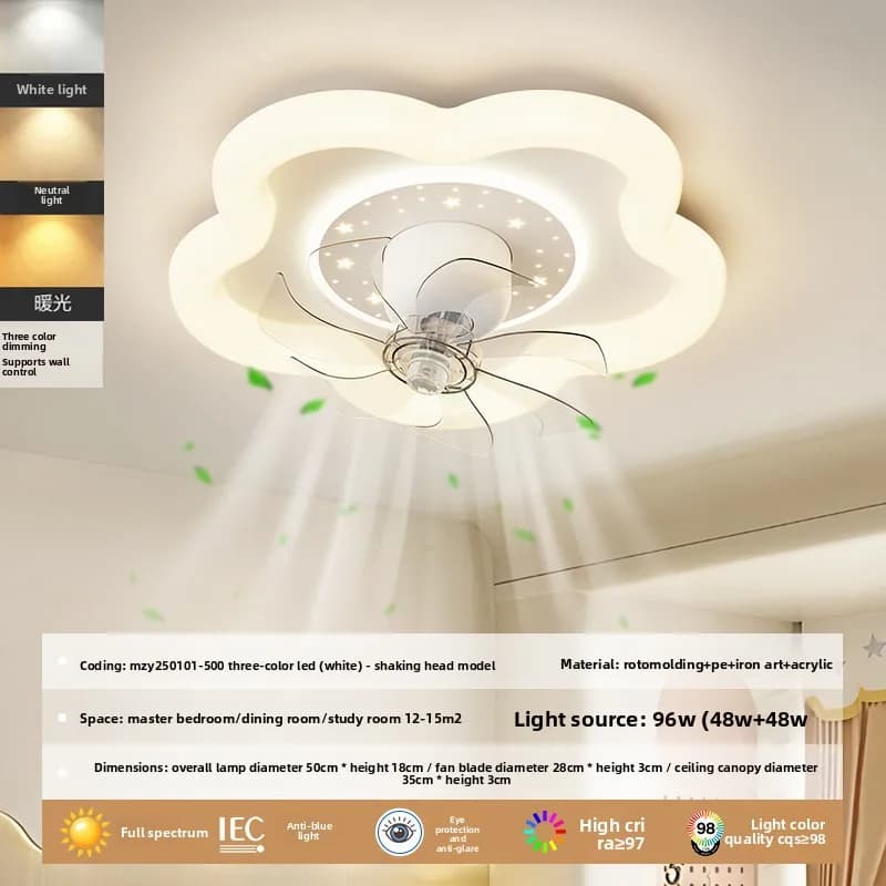 Fan light Cream wind Children's room Restaurant study Ultra-thin eye protection Ceiling fan light