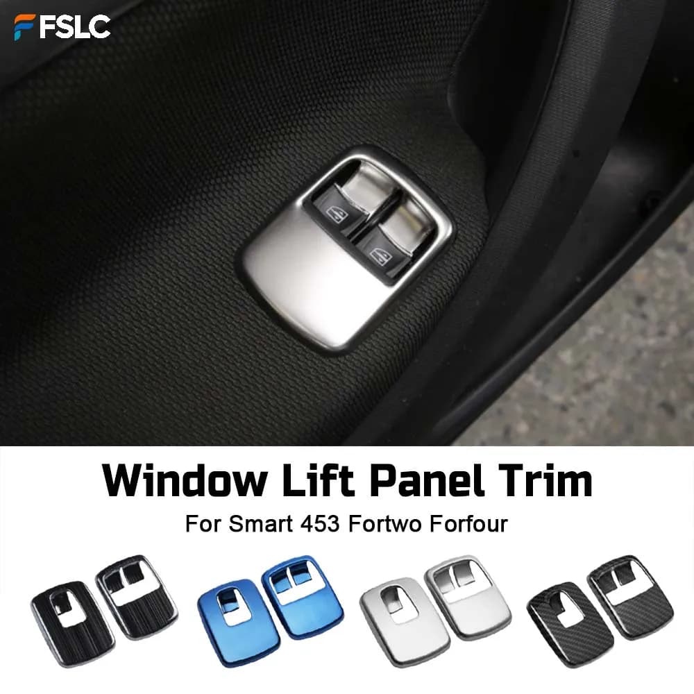 ⭐Genuine⭐ Car Decoration Window Lift Panel Trim For Smart 453 Fortwo Forfour Stainless Steel Decal Automotive Interior BLUE