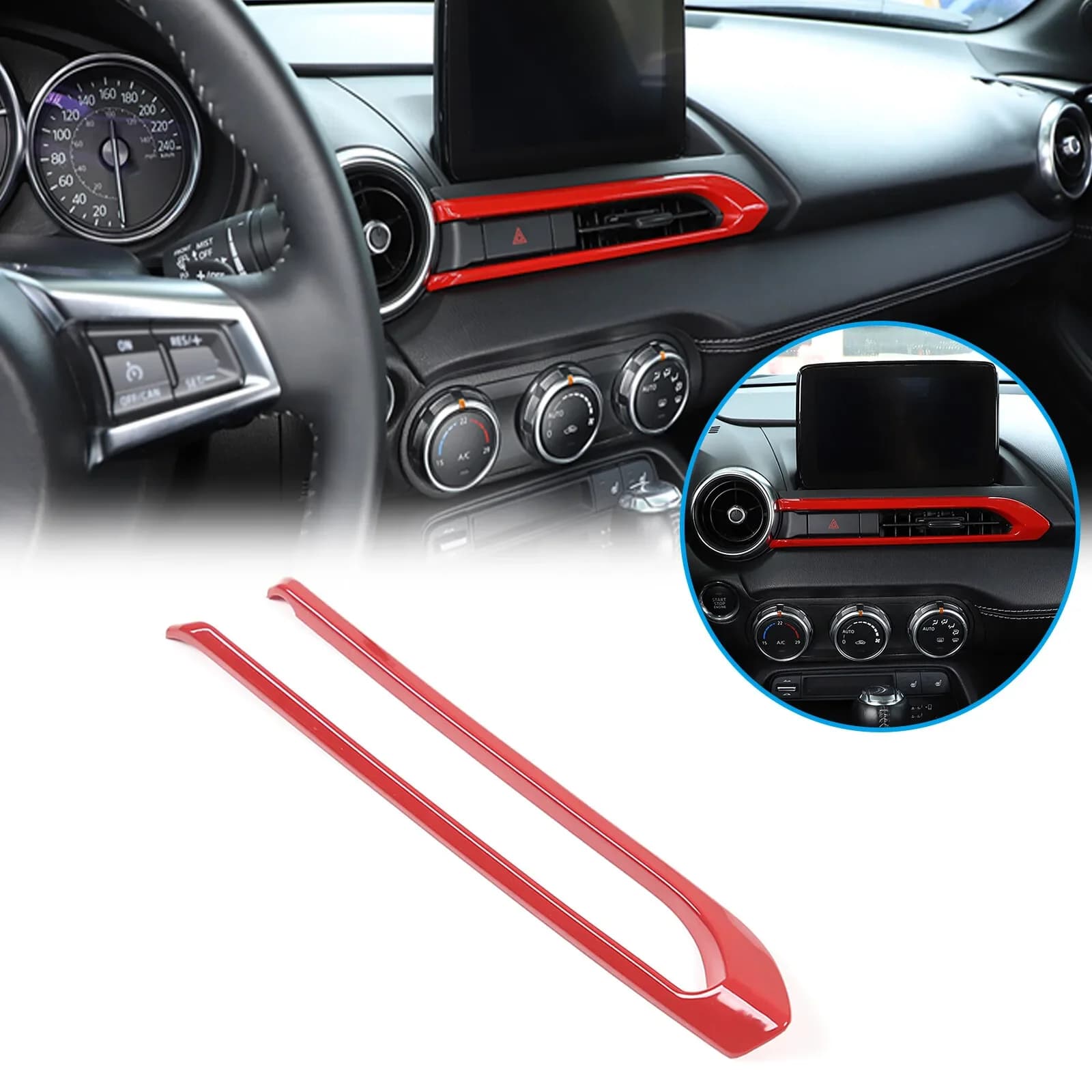 Carbon Fiber Car Center Dashboard Air Condition Vent Frame Trim Accessories Cover For Mazda MX-5 Miata ND Roadster 2016-2026