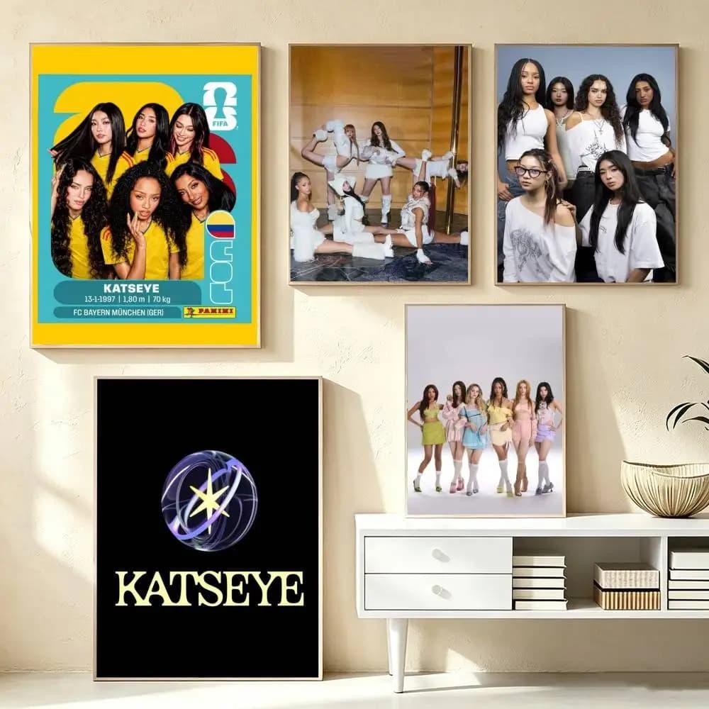 Modern Trendy Girl Group KATSEYE  Poster High Quality Dorm Living Room Aesthetic Wall Decoration Painting Stickers Gift
