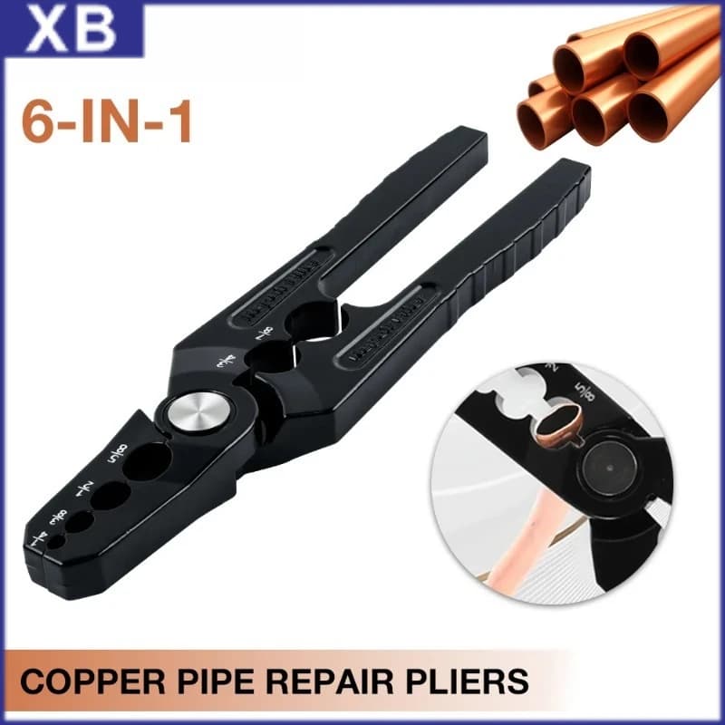 6-In-1 Air-Conditioning Copper Pipe Rounding Pliers Flat Pipe Restore Rounding Tools Diameter 1/4" 3/8" 1/2" 5/8" 3/4" 7/8" Pipe