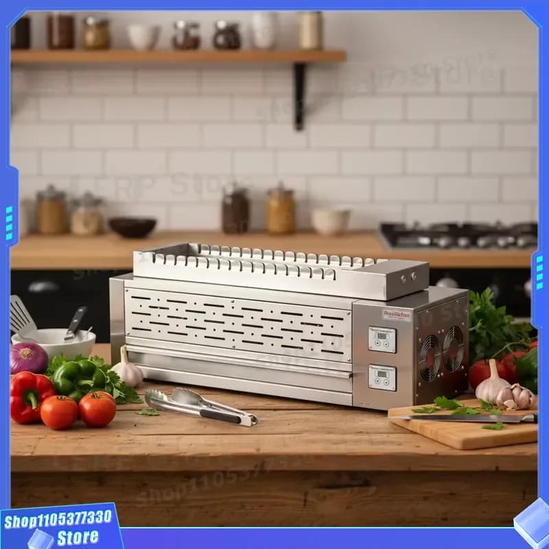 Stainless Steel Automatic Rotating BBQ Grill Portable Outdoor Barbecue Machine Electric Roaster for Camping Picnic Party