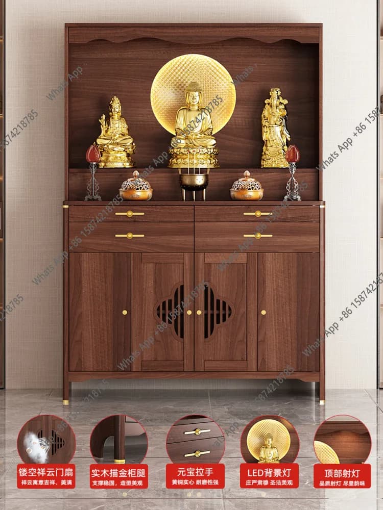 J Chinese-style Solid Wood Buddhist Shrine Household Offering Table Buddhist Cabinet God Of Wealth Shrine Offering Buddha Table