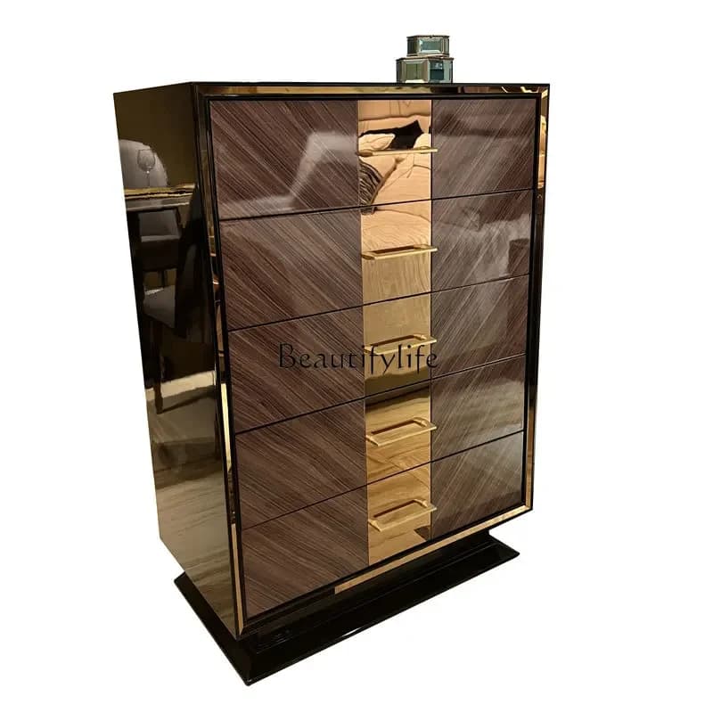 X4 Italian-Style Light Luxury Solid Wood Chest of Drawers High-End Villa Bedroom Locker