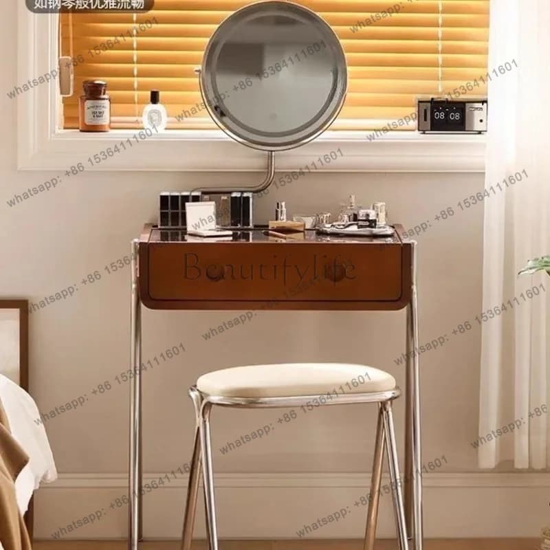 05-yj15 Nordic solid wood dresser medieval log bedroom makeup French retro storage dressing table Japanese style