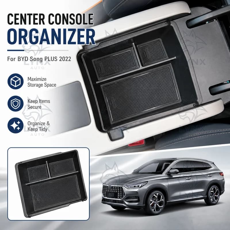 For BYD Song PLUS 2022 Armrest Storage Box Center Console Organizer Car Interior Accessories Modification Storage Box
