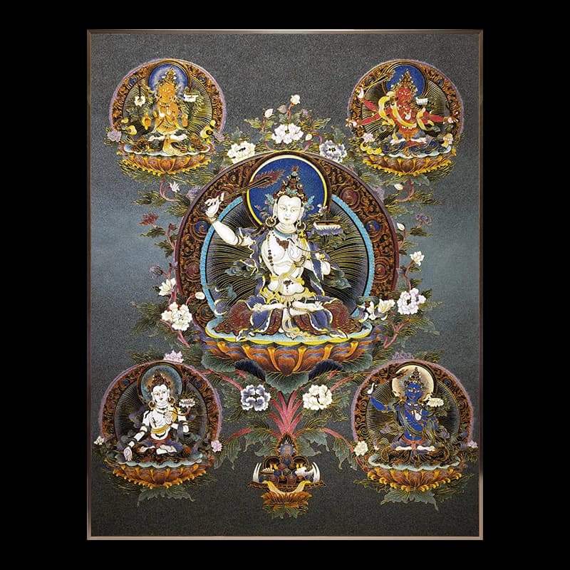 Enamel painting silk thangka hanging painting porch mural lobby decorative painting