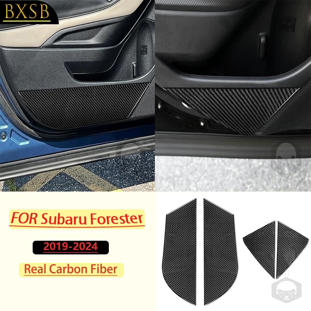 Carbon Fiber For Subaru Forester 2019-2024 Car Door Anticollision Cushion Trim Kit Customizable Sticker Interior Accessories