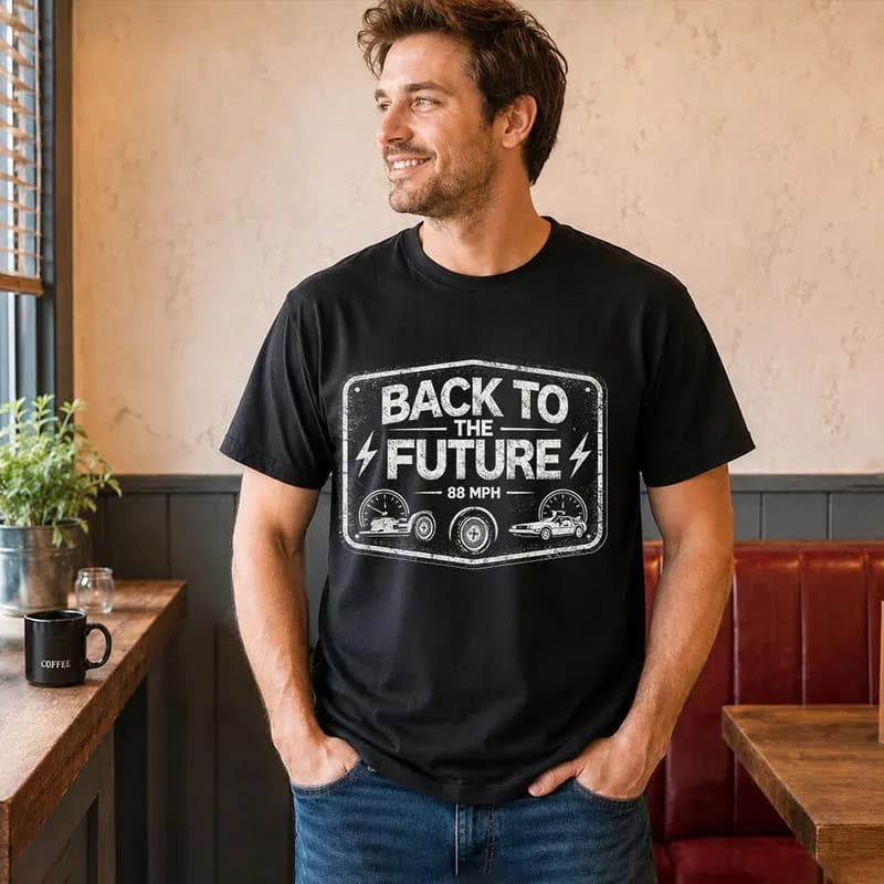 Back To The Future T‑Shirt Biff's Automotive Detailing Print Tees 0814 Hill Valley DeLorean 88MPH Time Machine Short Sleeve Tops
