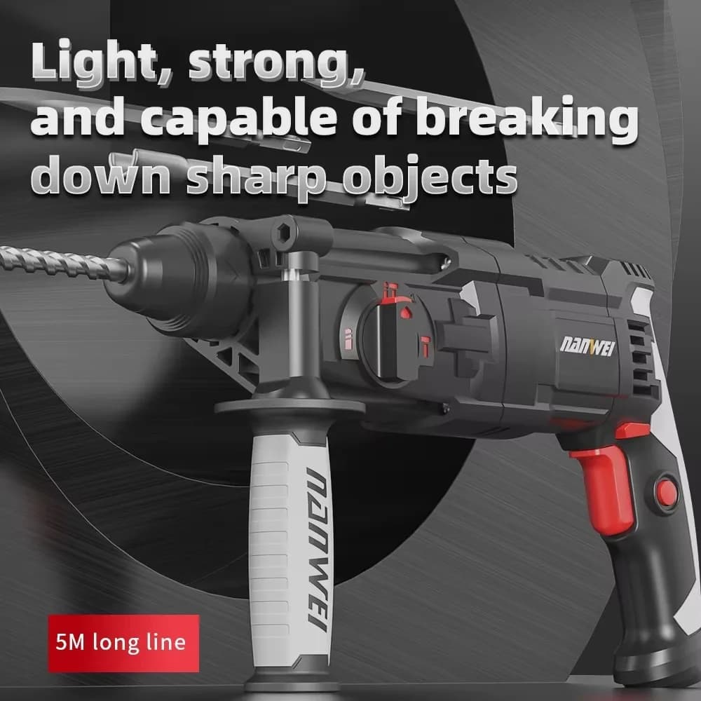 21V Cordless Impact Drill 800W Electric Hammer Drill Kit for Concrete Wood Drilling DIY Power Tool Set