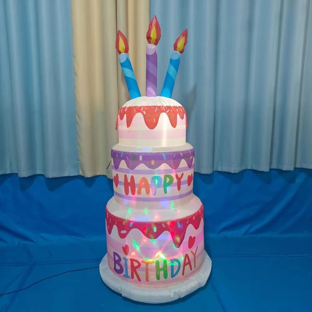 1.8M Inflatable Birthday Cake Decoration Happy Birthday Gifts for Kids Adult Wedding Anniversary Photo Props Outdoor Indoor Deco