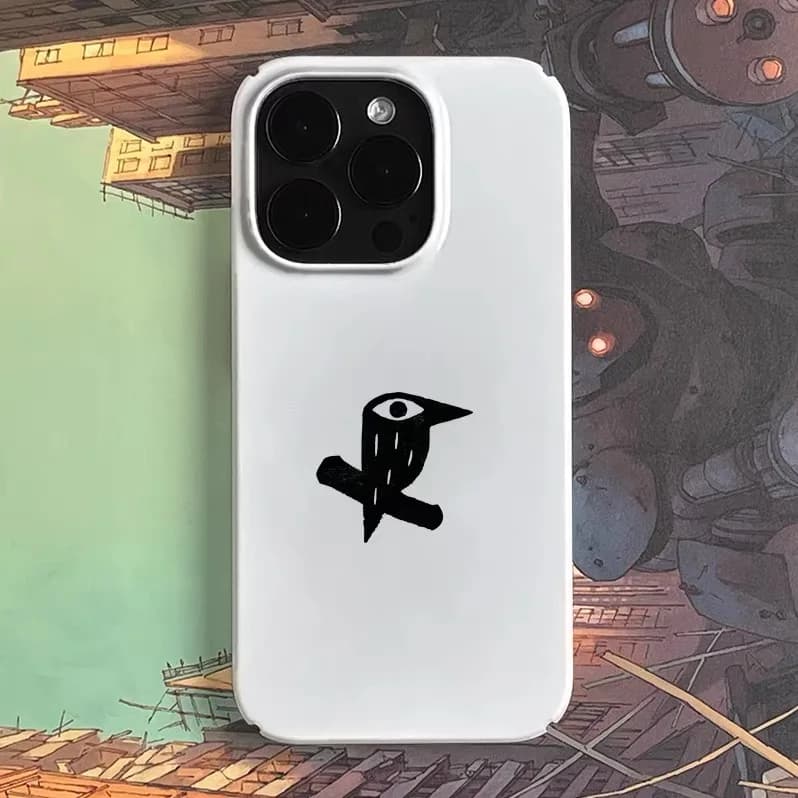 Black One Eyed Bird Art Phone Case for IPHONE 17 Air 16E 15 PROMAX 14Plus 13 12 MINI 11 PRO 16Plus XR XS MAX Acrylic Phone Cover