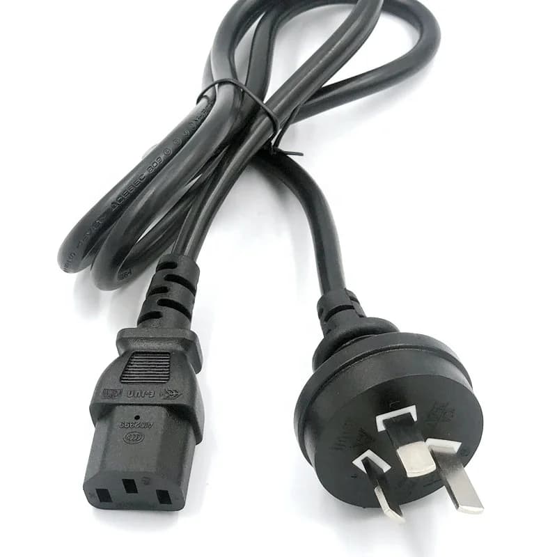 2pcs 1m Black 3 Prong AS3112 Plug to IEC C13 Australia Power Cord H05VV-F 3G*0.75mm2