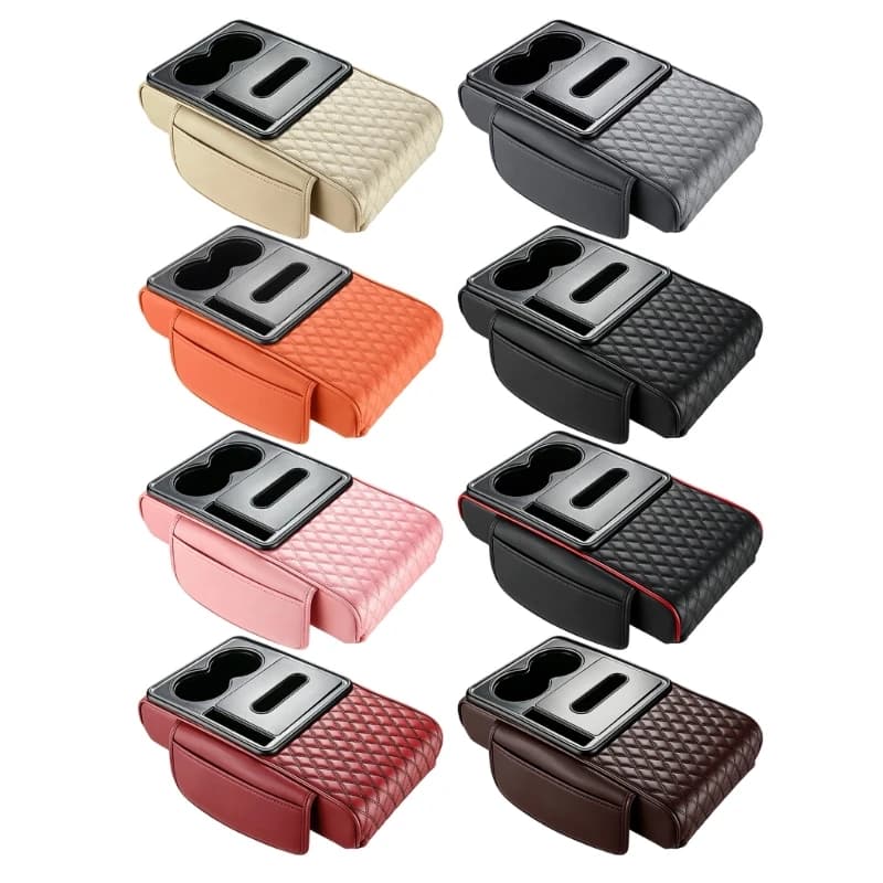 Quilted Console Storage Accessory with Padded Armrest Top Design H8WE