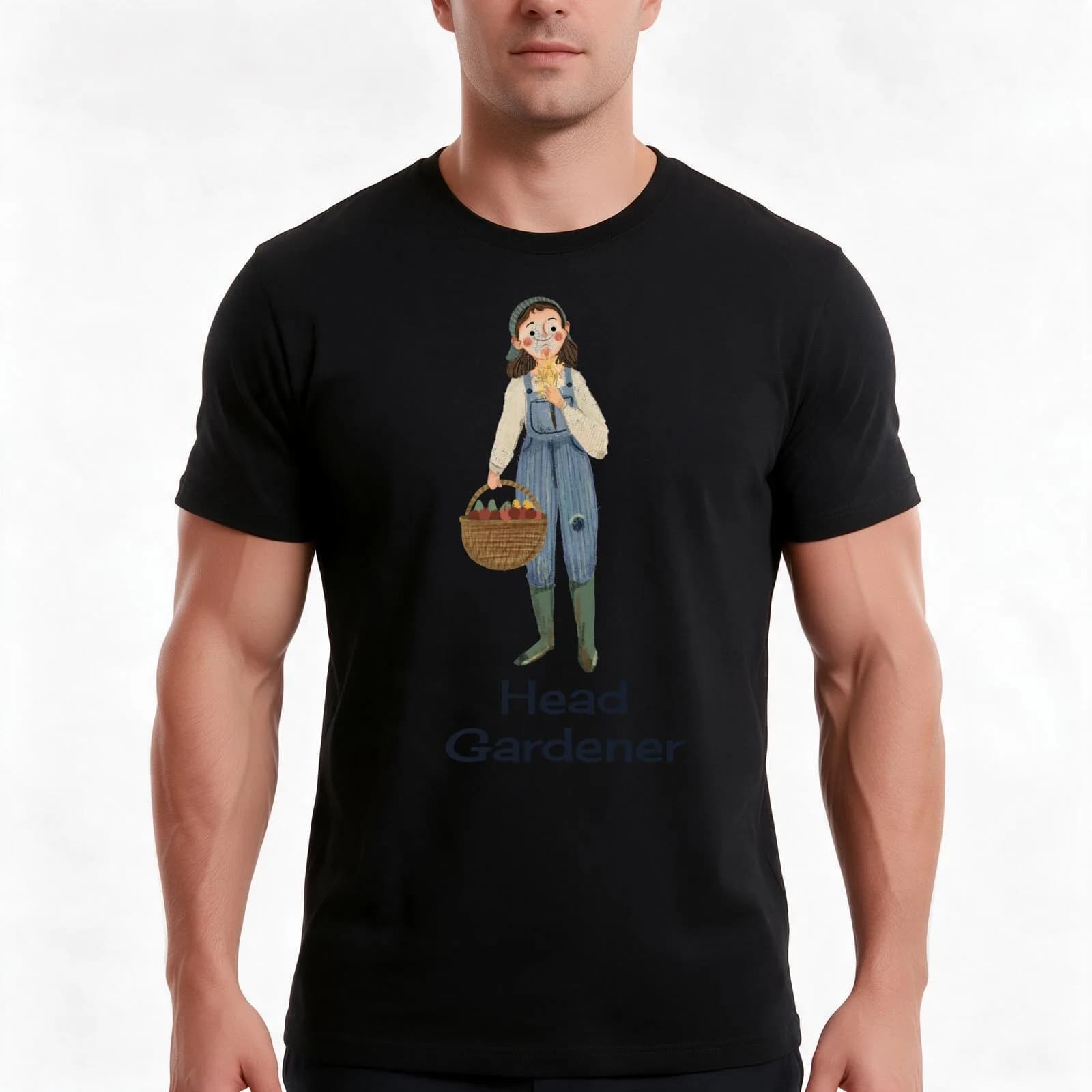 Head Gardener T-Shirt, Summer Casual Cotton Tee, Oversized Streetwear Tops, Vintage Graphic Print, Loose Fit Short Sleeve