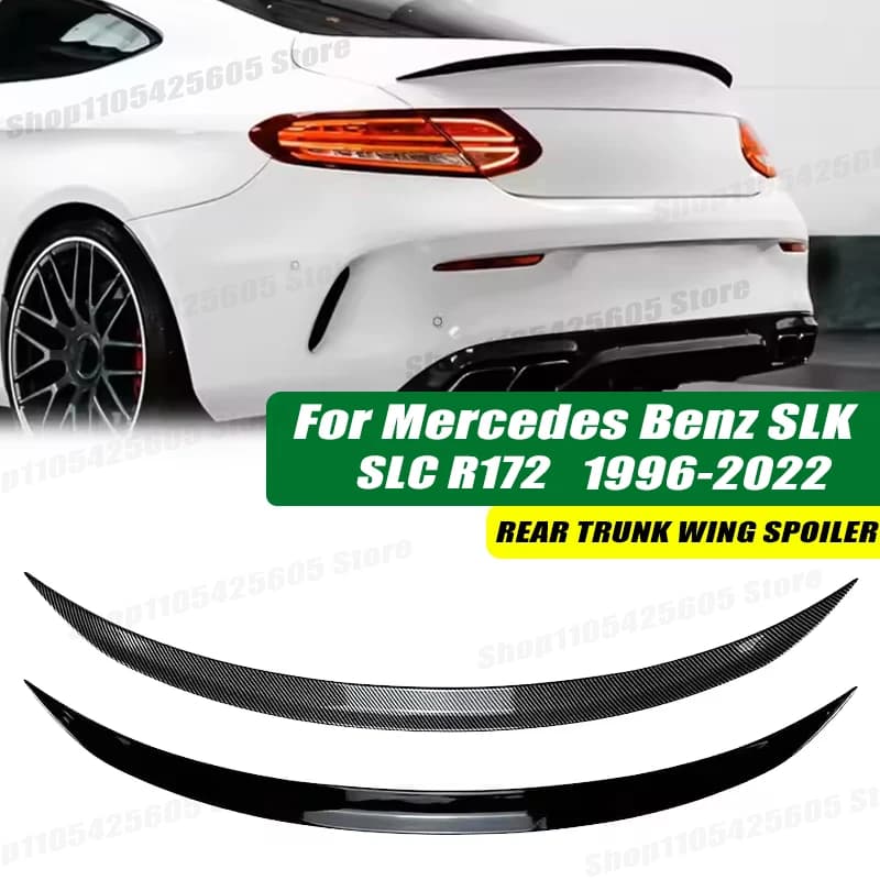 120cm 5D Carbon Look Rear Boot Trunk Spoiler Lip Stick-On Decorative Rear Wing For Mercedes Benz SLK SLC R172 1996-2022 Model