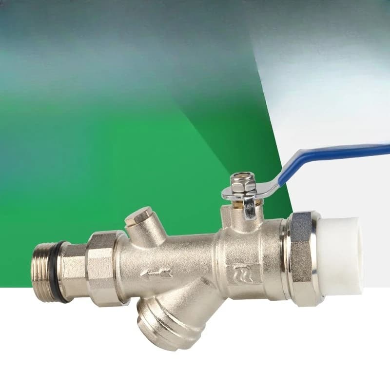 PPR brass filter ball valve, PPR unscrew multifunctional filter ball valve water distributor valve, floor heating water intake