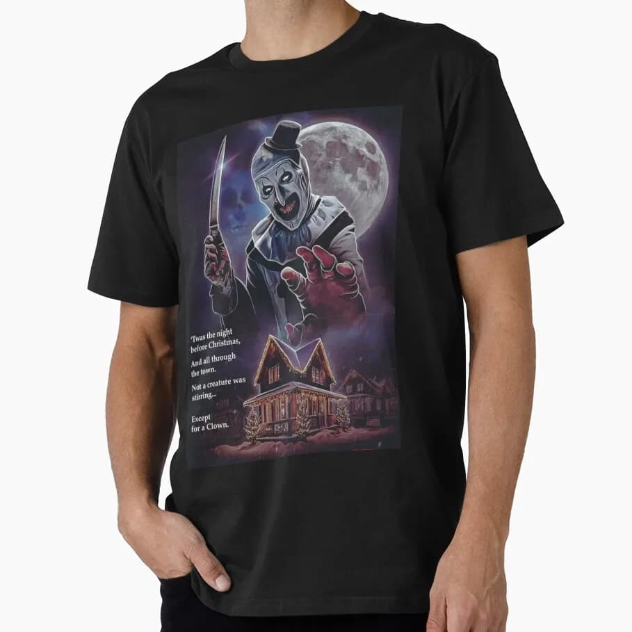 Retro Horror Movie Terrifier Art The Clown Killer Scary Halloween Gift T Shirt 0807 Short Sleeve Graphic clothes All size tops