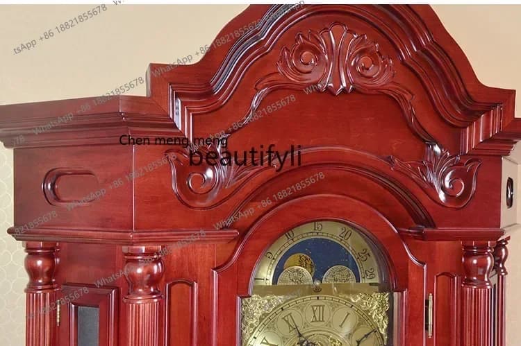 CC Large Wood Carving German Hermle Movement Solid Wood European the Grandfather Clock Living Room Large Pendulum Clock