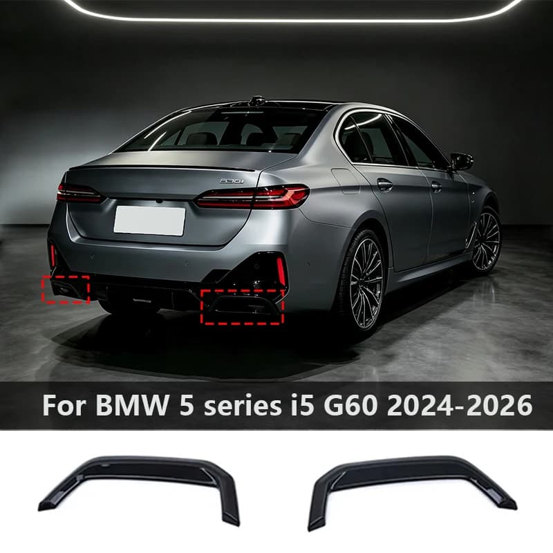 Black pianoABS Carbon Fiber For BMW 5Series i5 G60 2024-2026 Car tail throat exhaust muffler pipe cover Car exterior accessories