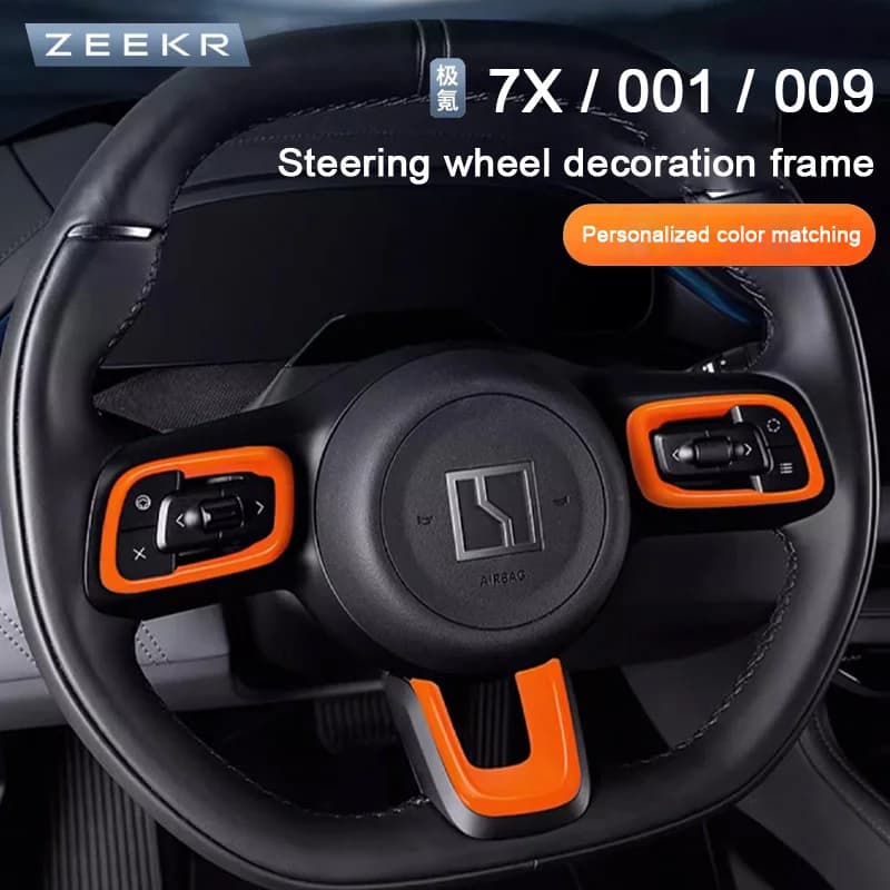 For ZEEKR 001 2021 2022 2023，009 7X 2024 2025 Steering Wheel Decorative Frame Cover Panel Horn Sticker Interior Accessories