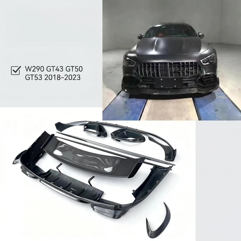High Quality Carbon Fiber Front Lip Side Skirt Rear Diffuser Spoiler Fit For W290 GT43 GT50 GT53 2018-2023 BBS Style Body Kit