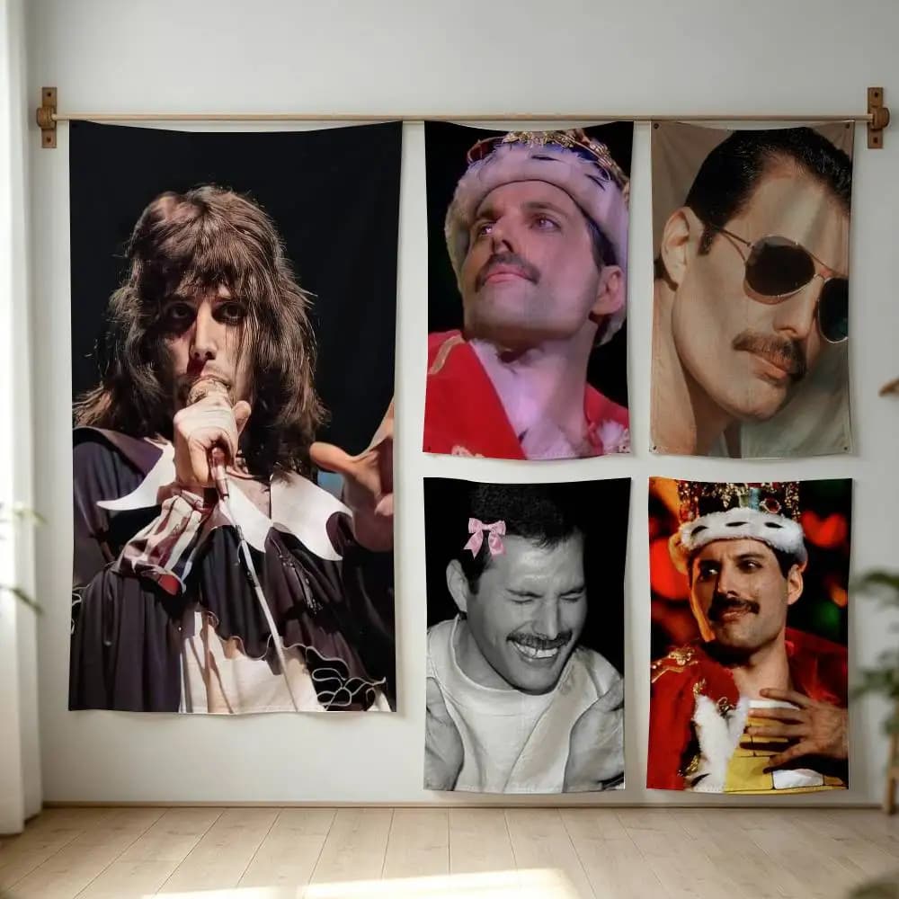 Freddie Mercury Queen Flag Digital Printing Banner for Garage Wall Out Door Decoration