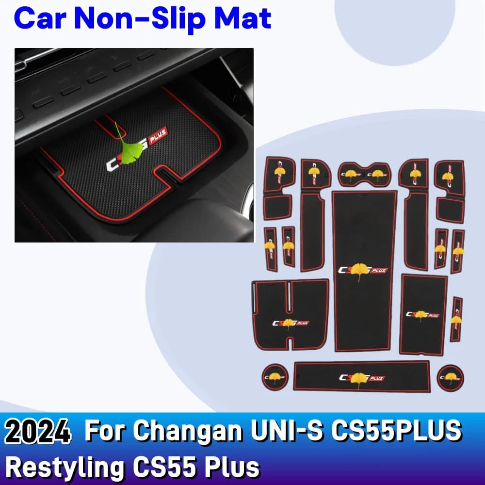 Car Non-Slip Mat For Changan UNI-S CS55PLUS Restyling CS55 Plus 2024 Door Groove Pad Rubber Car Styling Decoration Accessories