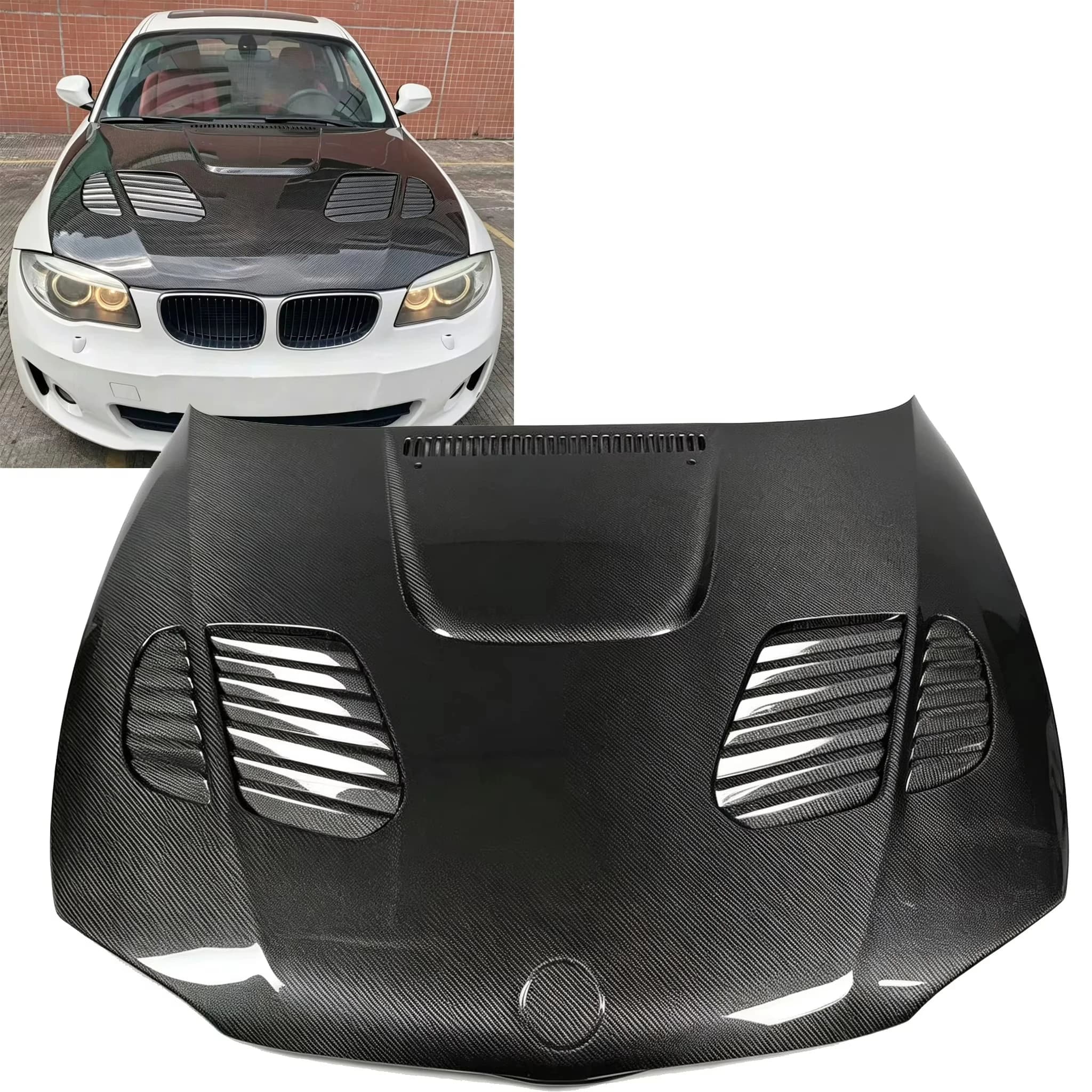 High Quality Lightweight Carbon Fiber Engine Hood Suitable for 2010-2013 BMW 1 Series E82/E87 Engine Hood Kit Conversion Upgrade