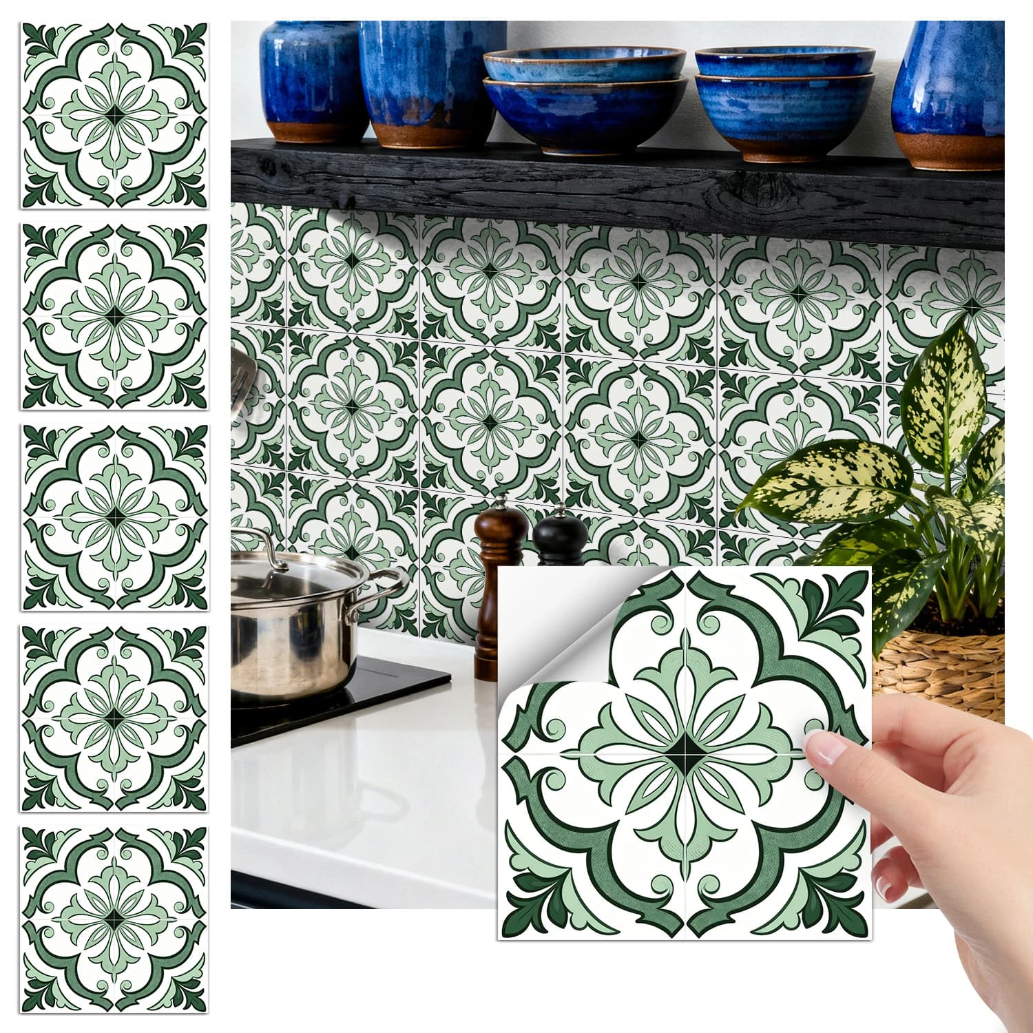 Stickers muraux bohème tuiles autocollantes décoration murale, cuisine, résistant à l'usure, décoration intérieure 36 pièces