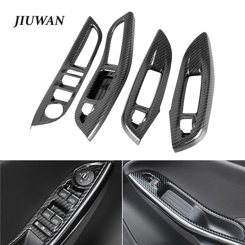 4Pcs LHD Window Lift Switch Panel Cover Trim Interior Decoration for Ford Focus 3 MK3 2015-2018