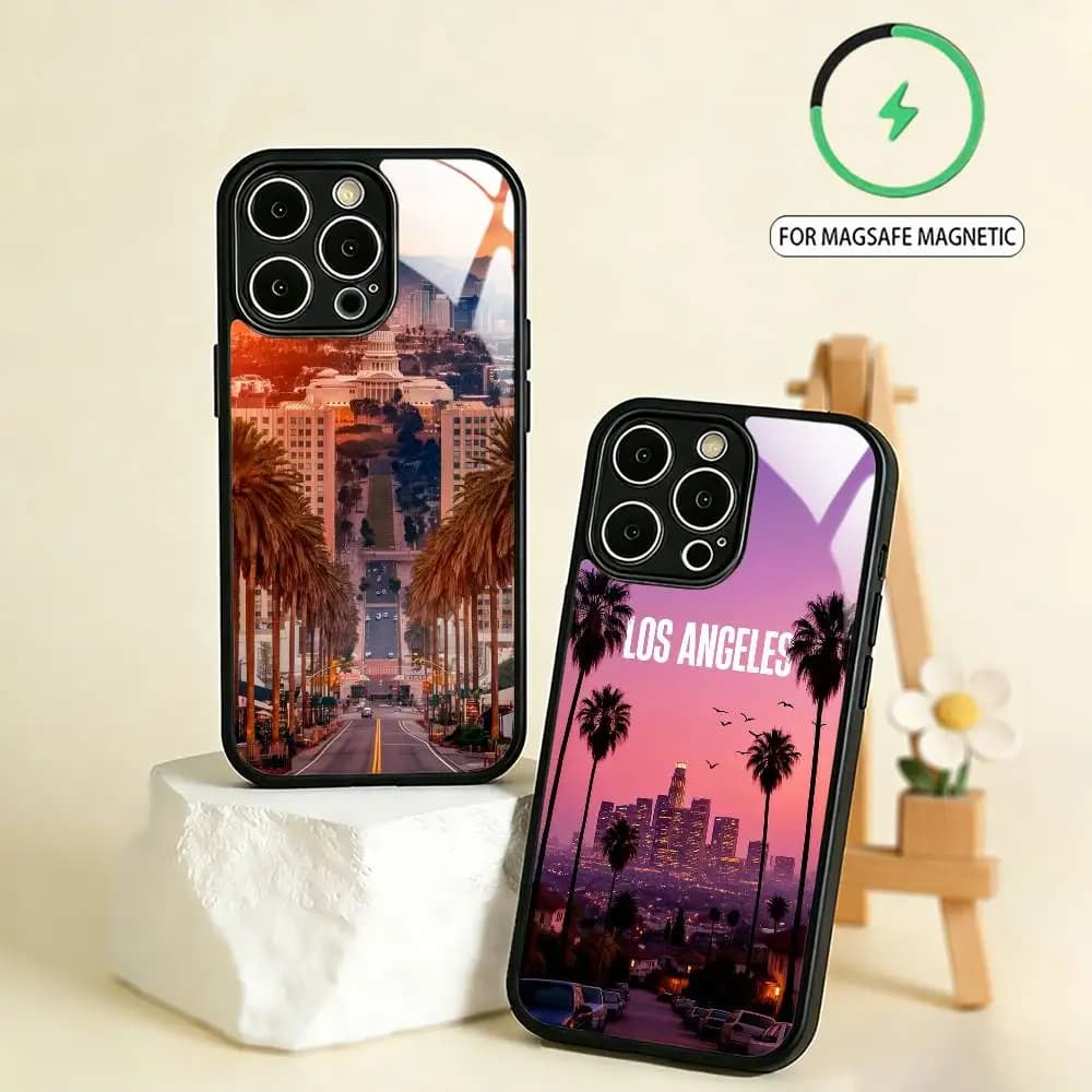 L-Los Angeles LA Culture Art    Phone Case For iPhone17,16,15,14,13,12,11 Plus,Pro Max Magnetic For Magsafe Wireless Charging