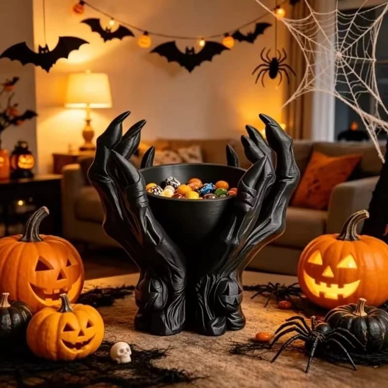 NEW Home Decor Ornaments Skeleton Claw Statue 3D Printed Gothic Style Halloween Decorations Devil Claw Storage Bowl Halloween