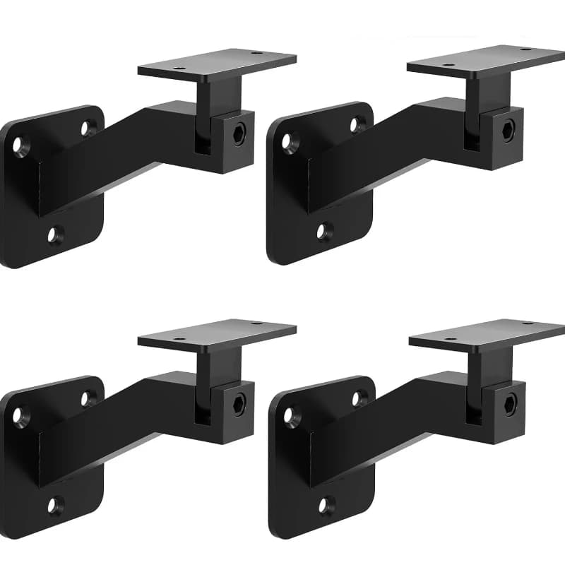 4 Pack Adjustable Handrail Brackets for Indoor Stairs, T304 Stainless Steel Black Railing Bracket , Swivel Hand Rail Brackets