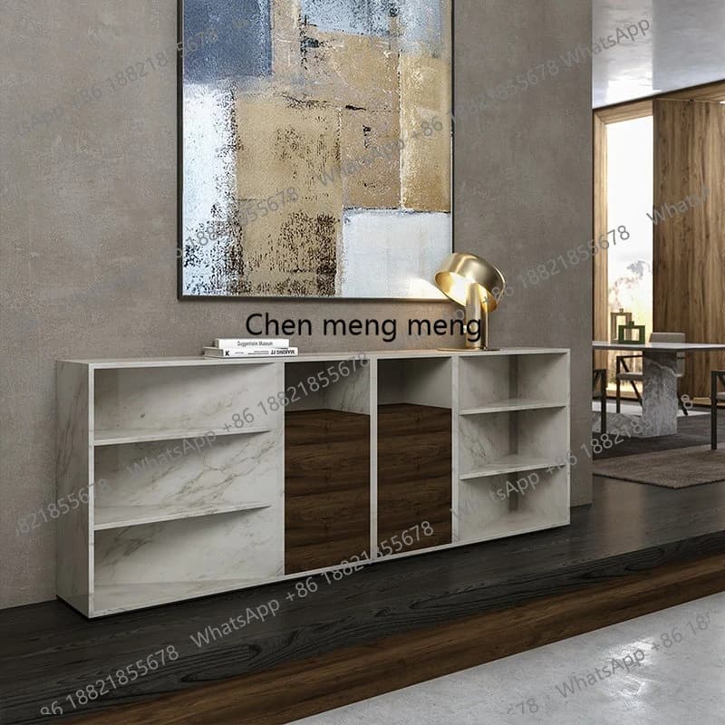 Italian minimalist side cabinet light luxury locker decorative marble porch cabinet