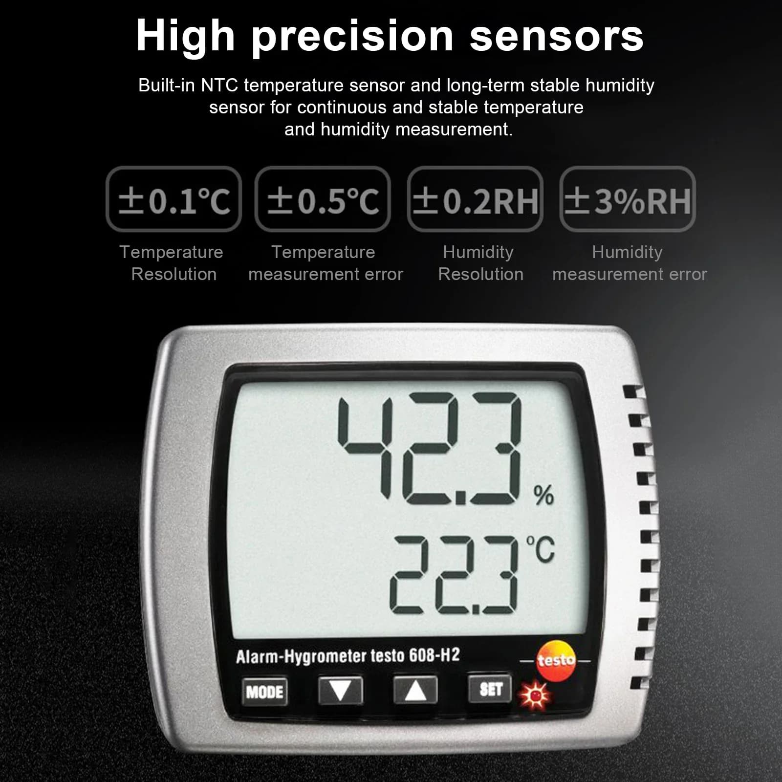 Testo 608-H1/H2 Electronic High Precision Thermohygrometer LCD Display Temperature and Humidity Meter Industrial Dew Point Meter
