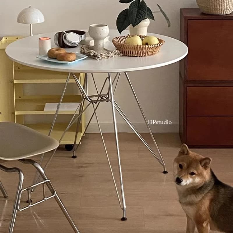 Legs Metal White Dining Table Luxury Modern Unique Faux Marble Round Dining Table Stainless Steel Mesas De Jantar Home Furniture