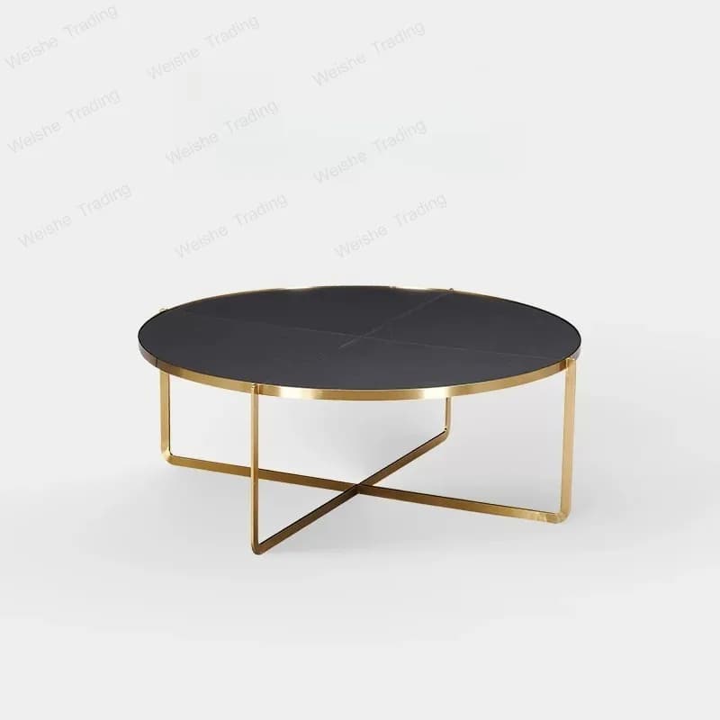 Light luxury living room coffee table combination, leather art modern minimalist round corner table
