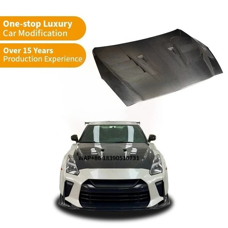 Top-Car Style Carbon Fiber Front Hood for GTR Car Engine Bonnet Hood Auto Car Body Parts