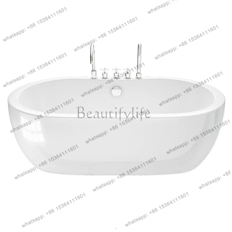 Can be equipped with faucet oval series 1.7 meters integrated process independent acrylic bathtub QT-048