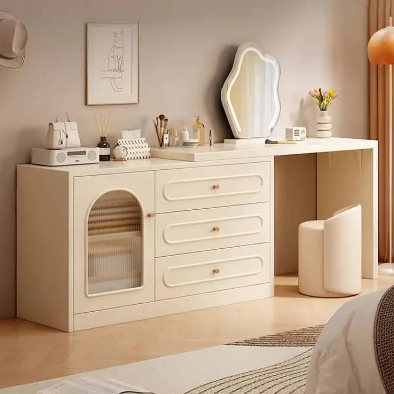 Wooden Compact Vanity Desk Makeup Storage Space Modern Corner Dressing Table Adult Room Stuff Coiffeuse De Chambre Furnitures