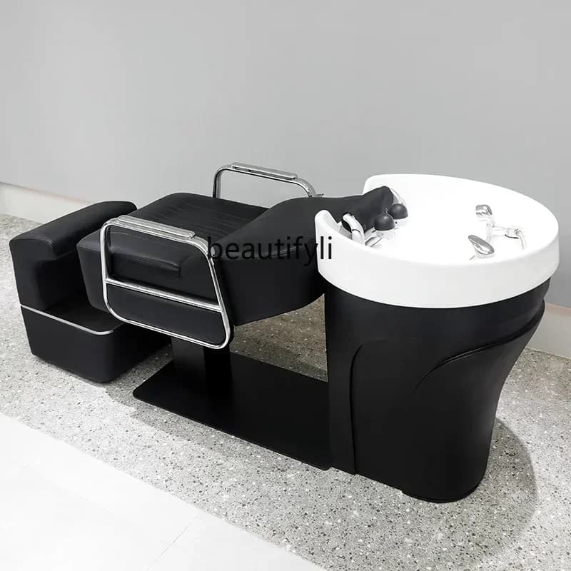 cn8617 ss Salon Ceramic Deep Basin Flushing Bed Lying Half Shampoo Chair Trendy for Hair Salon Barber Shop Salon Shampoo Bed