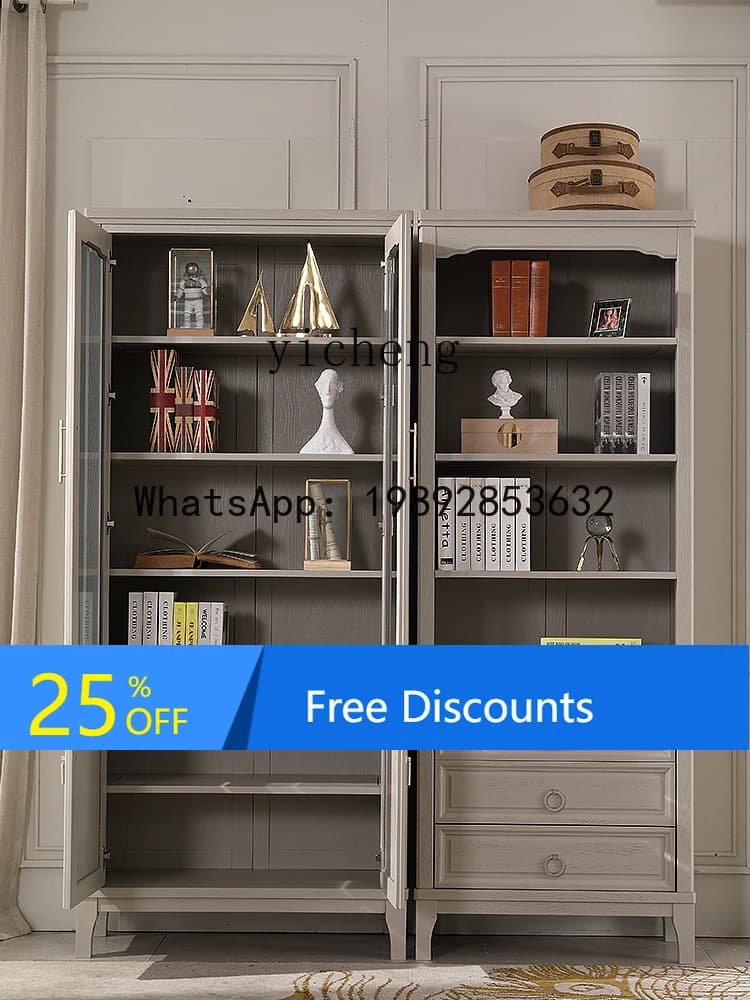 AA  red oak all solid wood bookcase  bookcase combination bookshelf storage cabinet
