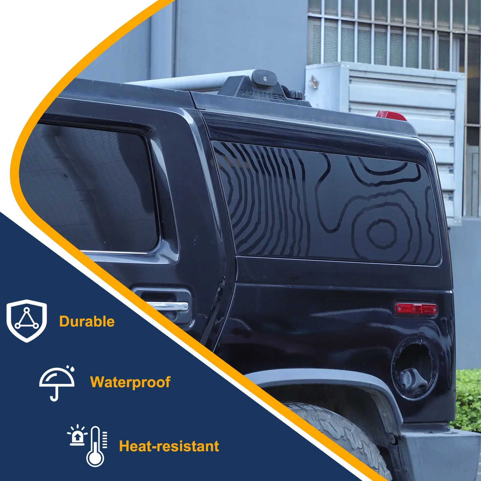 PVC Car Trunk Side Window Topography Style Sticker Vinyl For Hummer H2 2003-2009 Tail Glass Honeycomb Style Decorative Decals