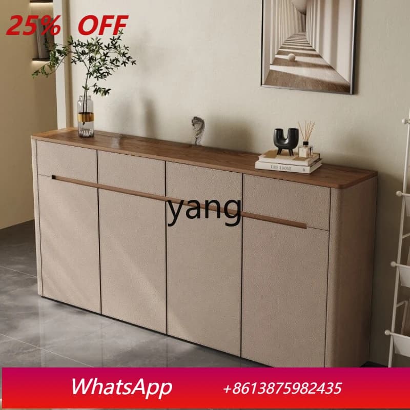 LHM  living room antique shoe cabinet solid wood household corridor storage cabinet integrated against the wall